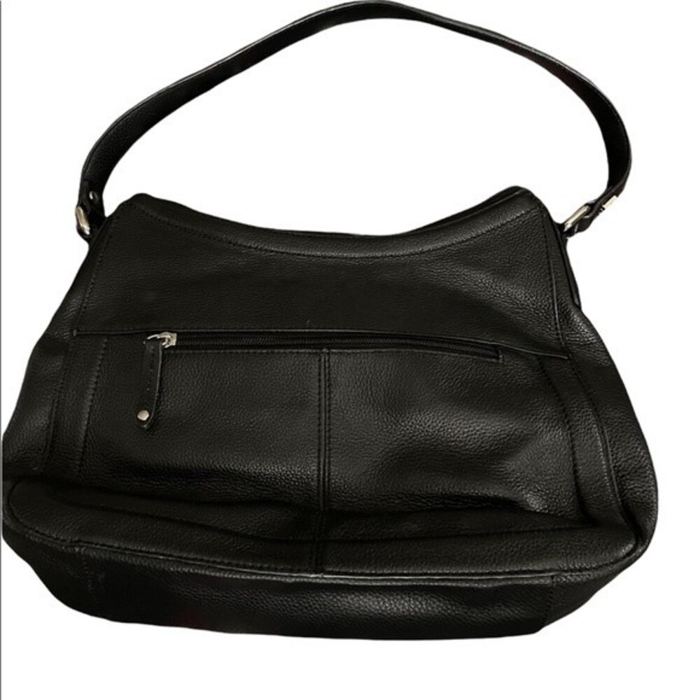 Tignanello Pebble Black Leather Hobo Purse/Bag. Front Pocket. Lined interior. - Picture 3 of 11